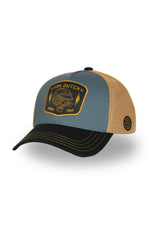 Blue, yellow and black cap with badge logo - Image n°1