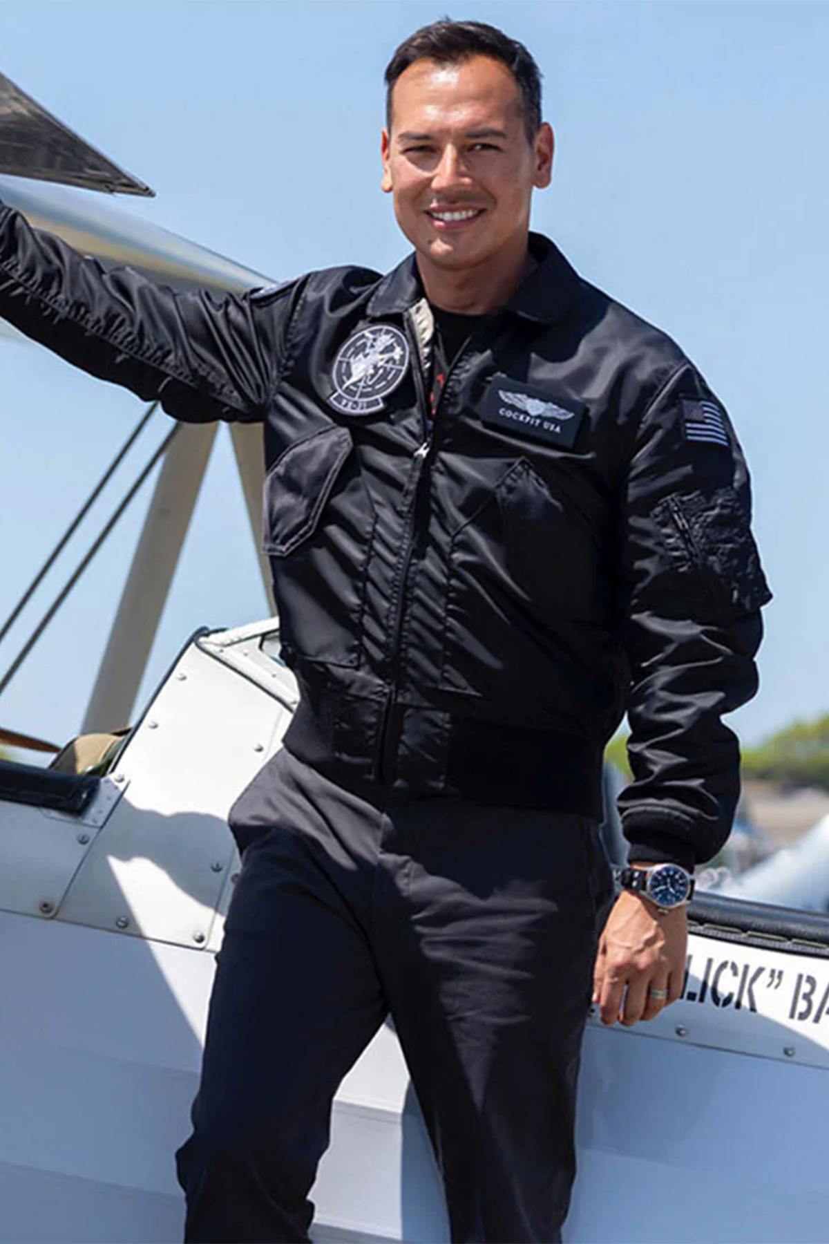 Top Gun Black Nylon Bomber Jacket - Image n°1