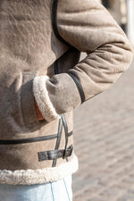 Bomber jacket with hood in aged sand colour - Image n°6