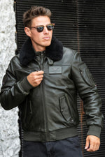 Khaki leather aviator jacket designed for the Patrouille de France - Image n°6