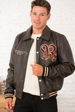 Aged brown vachetta leather jacket by Redskins, dragon embroidery. - Image n°2