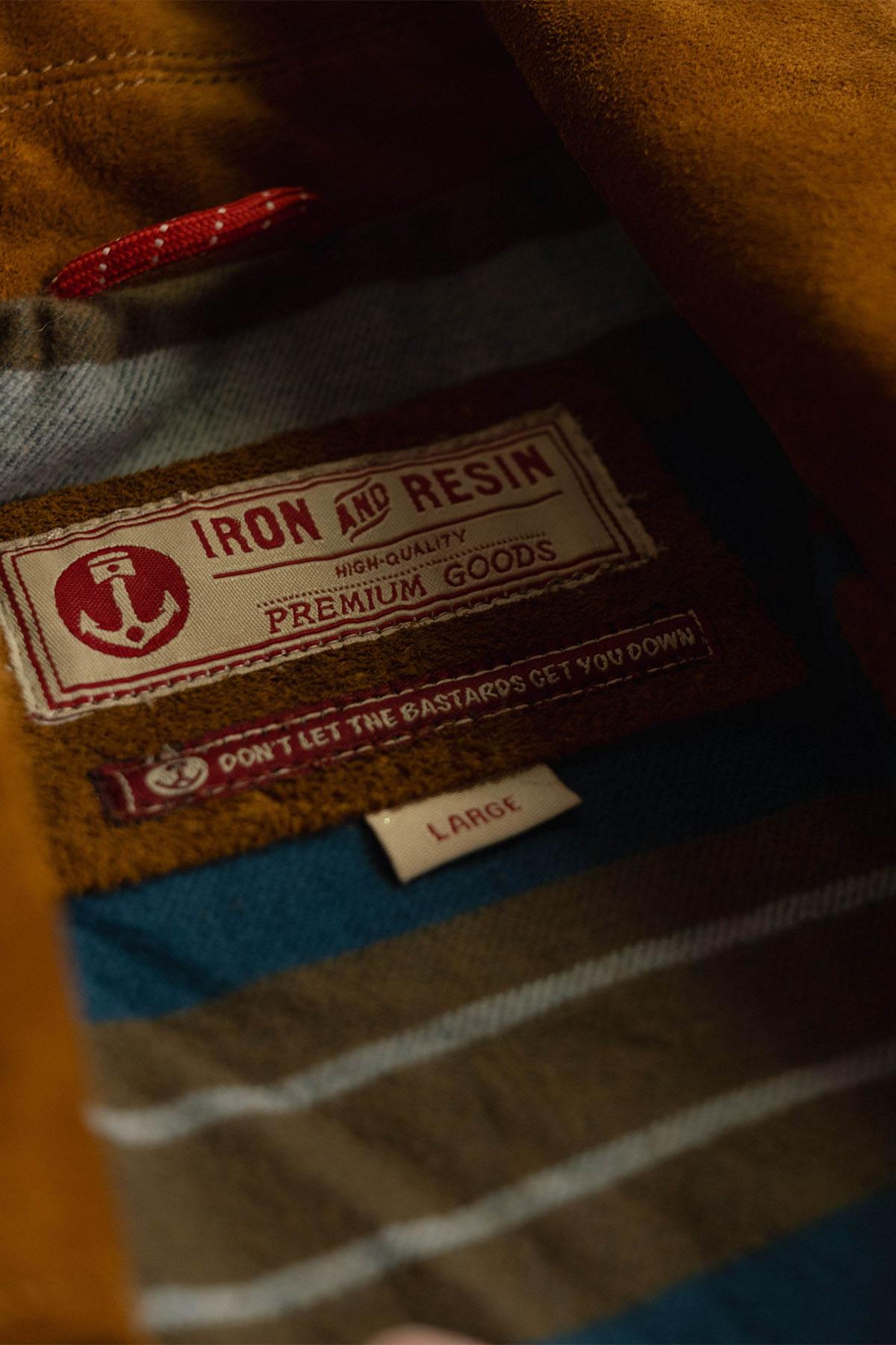 Cognac-colored buffalo suede leather jacket with shirt collar - Image n°4