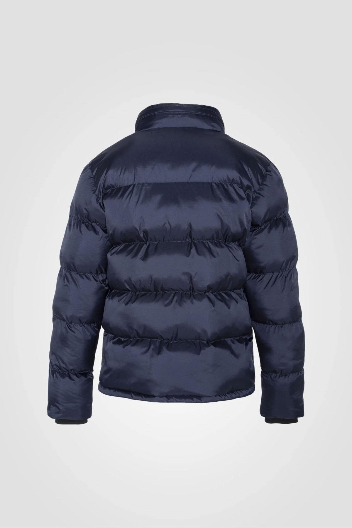 Navy blue nylon quilted down jacket - Image n°5