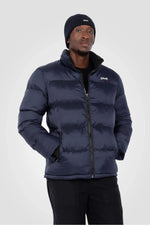 Navy blue nylon quilted down jacket - Image n°6