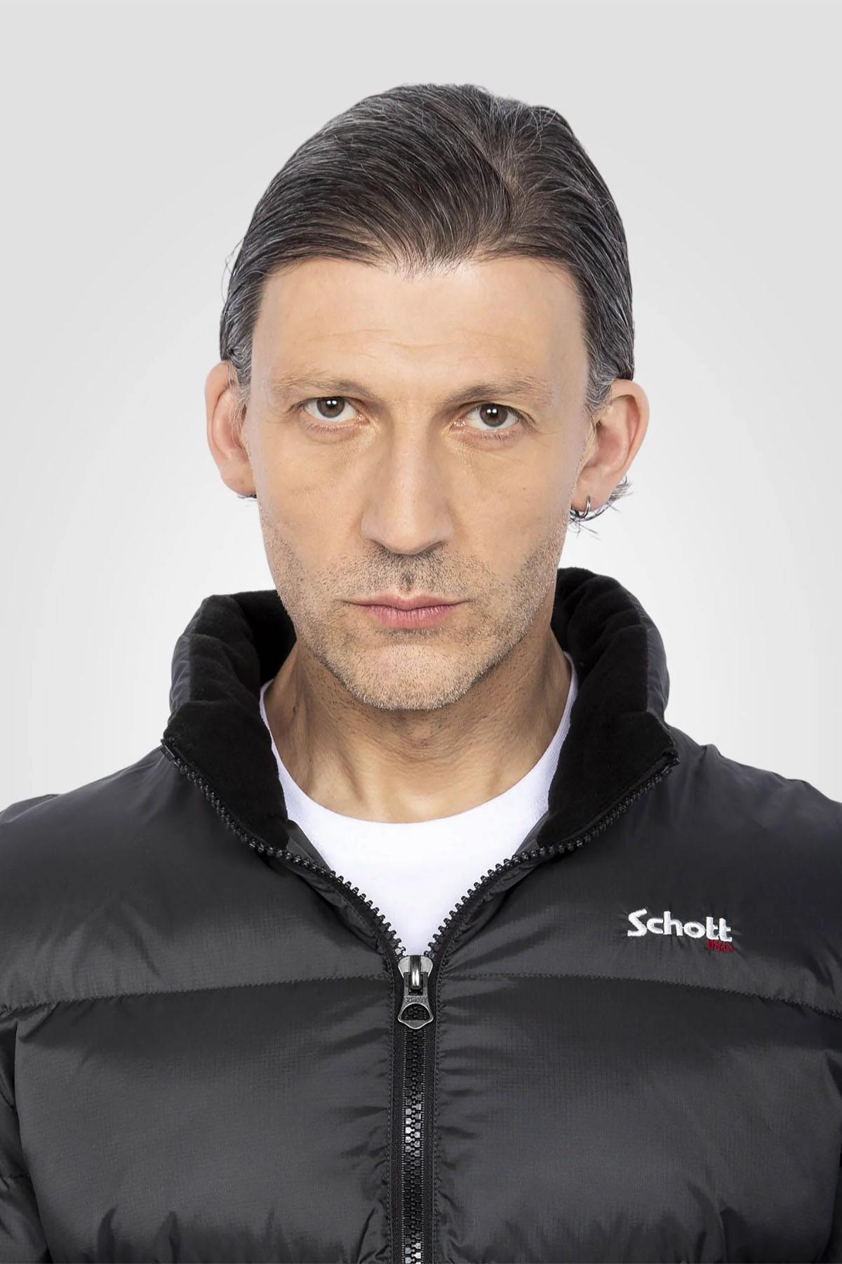 Down jacket with removable hood in anthracite nylon - Image n°4