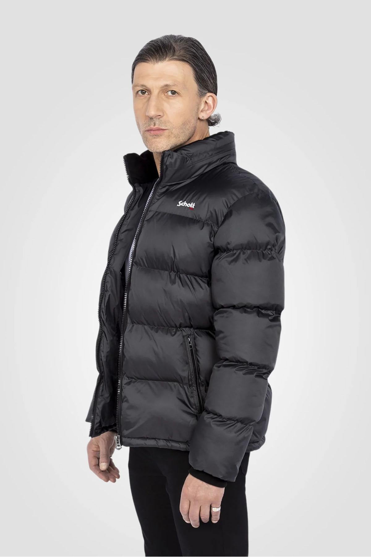 Down jacket with removable hood in anthracite nylon - Image n°5