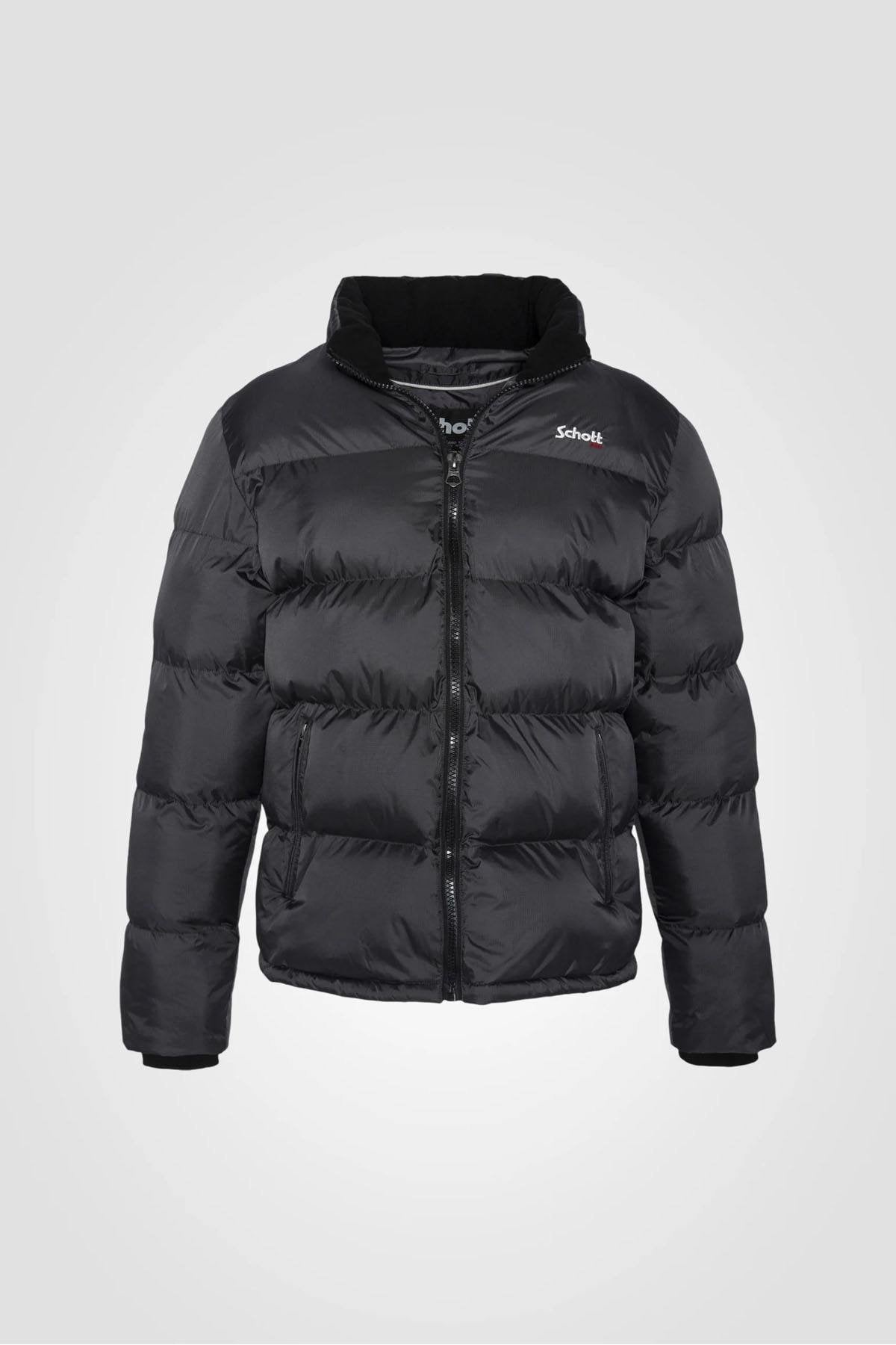 Down jacket with removable hood in anthracite nylon - Image n°3