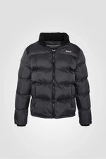 Down jacket with removable hood in anthracite nylon - Image n°3