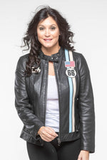 24h du mans 66 black leather jacket for women - Image n°4