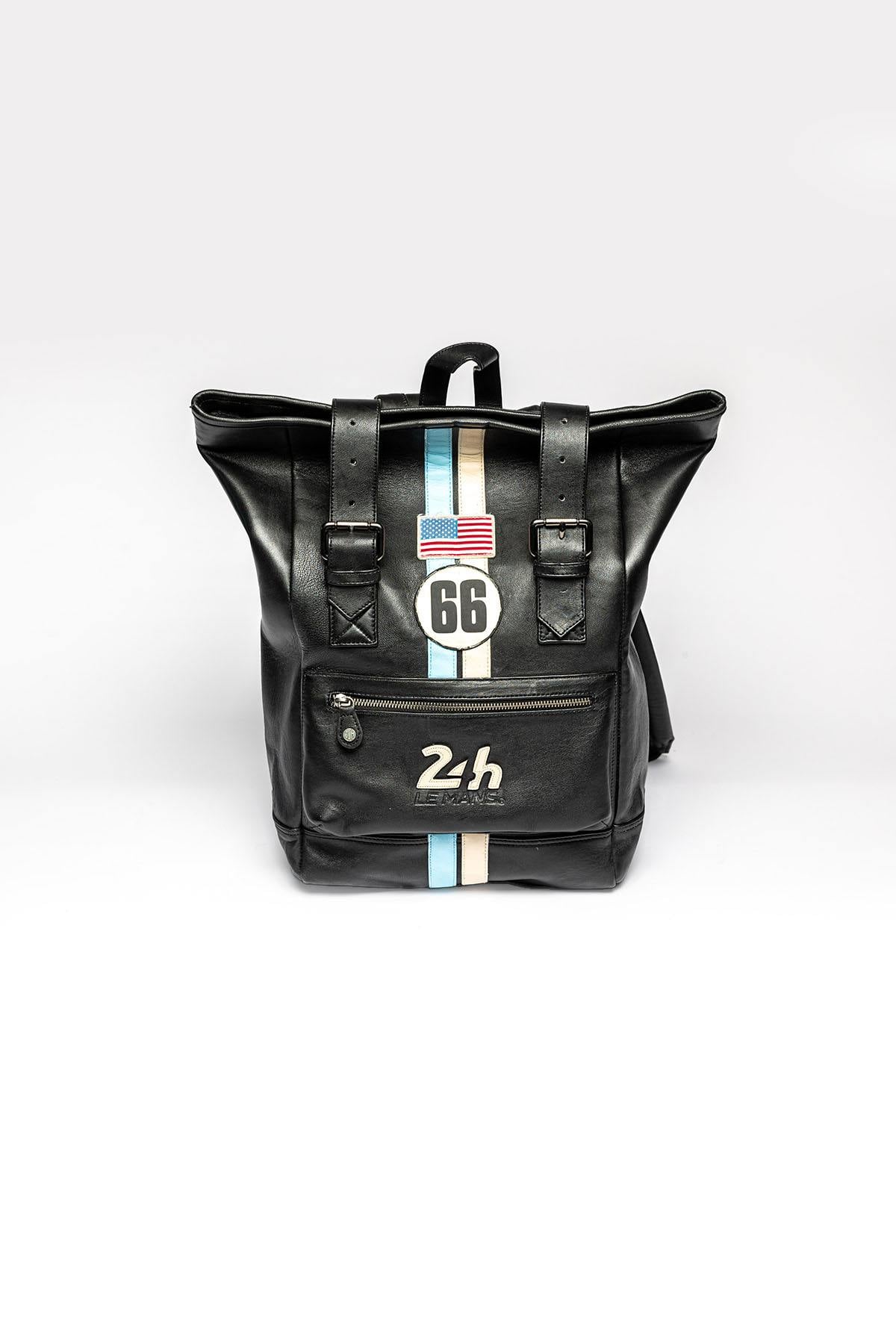 Black leather backpack - Image n°1