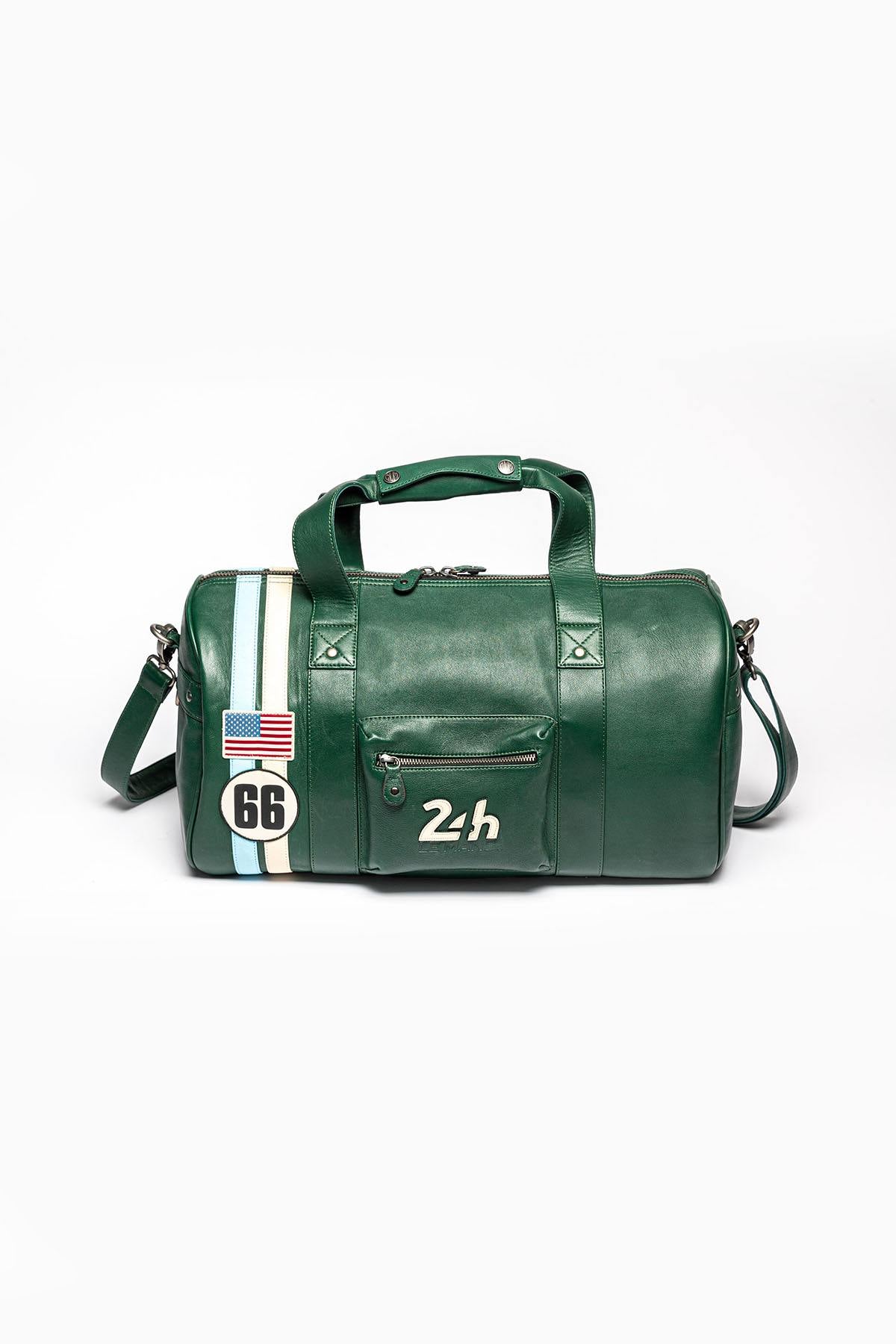24h Le Mans 66 green leather travel bag - Image n°1