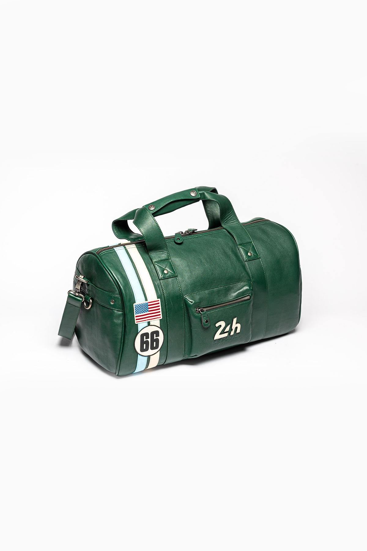 24h Le Mans 66 green leather travel bag - Image n°3