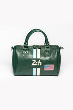 Vintage green leather handbag for women - Image n°1