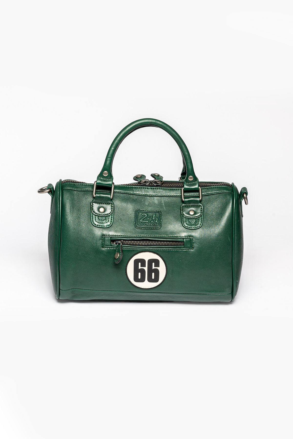Vintage green leather handbag for women - Image n°3