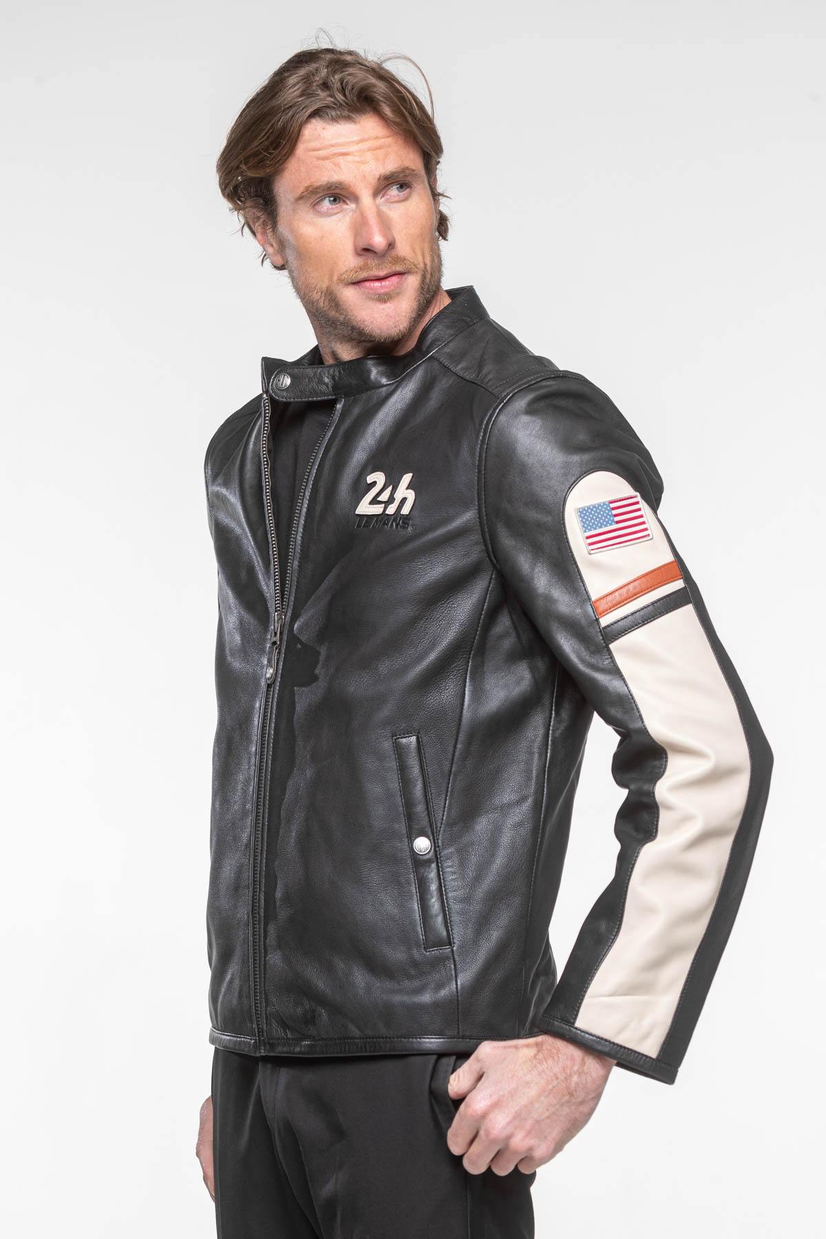 Black and beige racing jacket - Image n°2