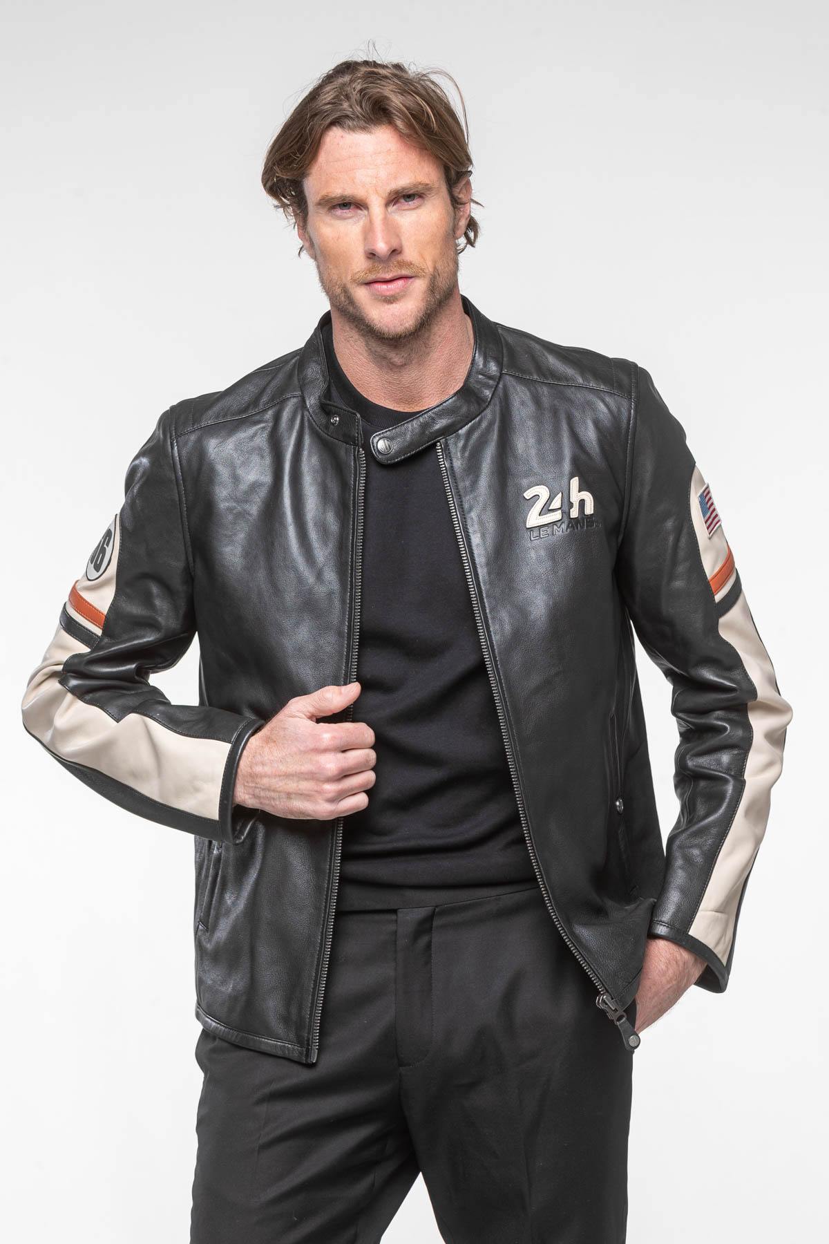 Black and beige racing jacket - Image n°6