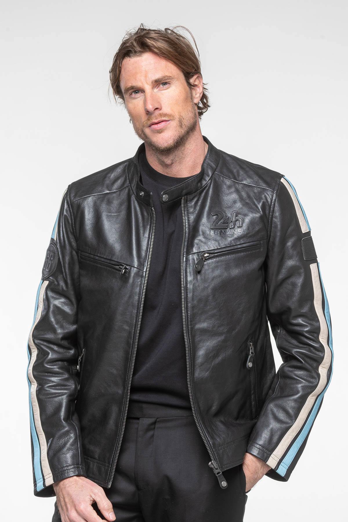 Black leather jacket licensed by 24 Hours of Le Mans - Image n°1