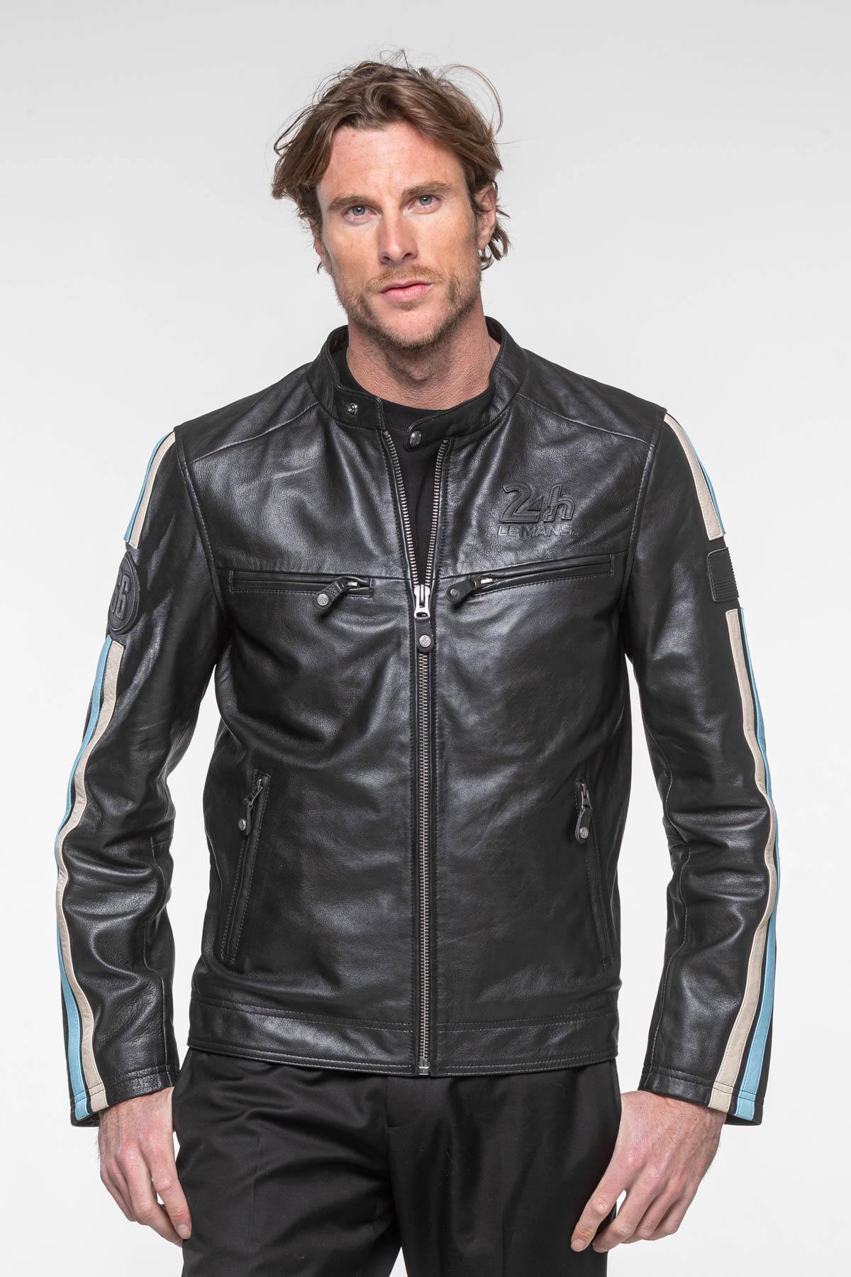 Black leather jacket licensed by 24 Hours of Le Mans - Image n°6