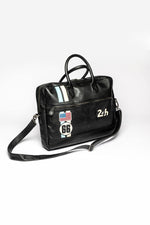 Le Mans 66 black leather messenger bag - Image n°1
