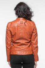 Women's 24 Hours of Le Mans 66 jacket in rust orange leather - Image n°3