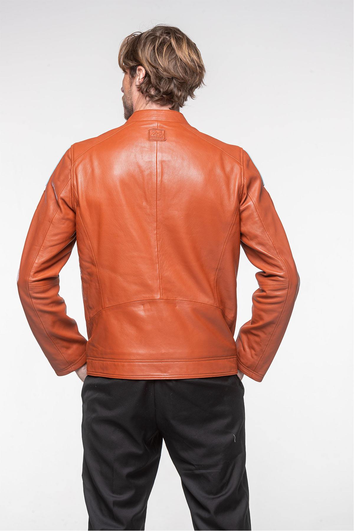 Rust orange leather jacket 24h le mans - Image n°2