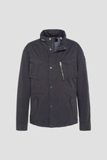 Navy blue cotton military jacket - Image n°1