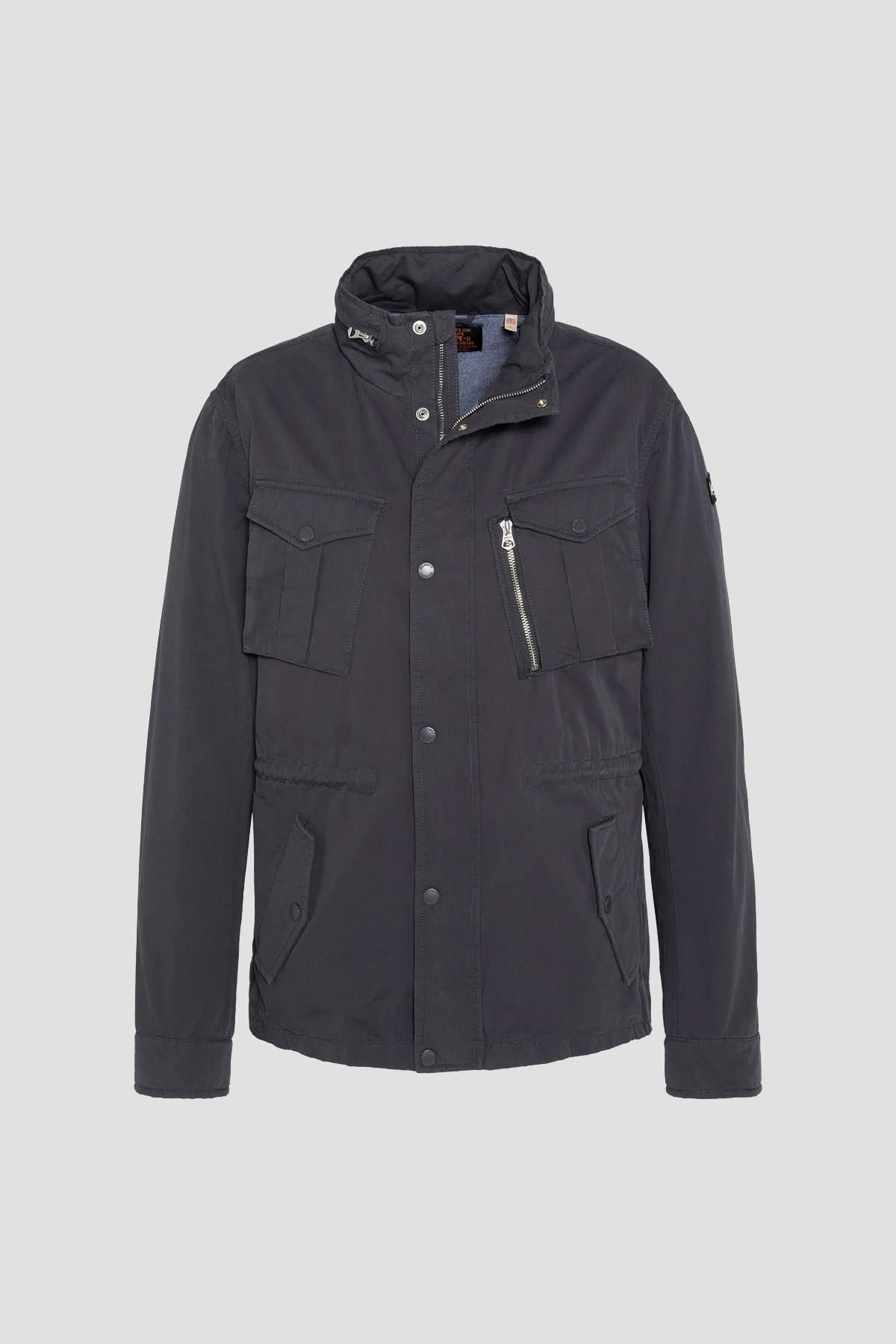 Navy blue cotton military jacket - Image n°1