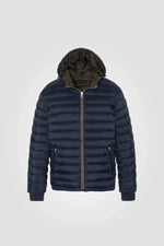 Reversible blue/khaki puffer jacket - Image n°1