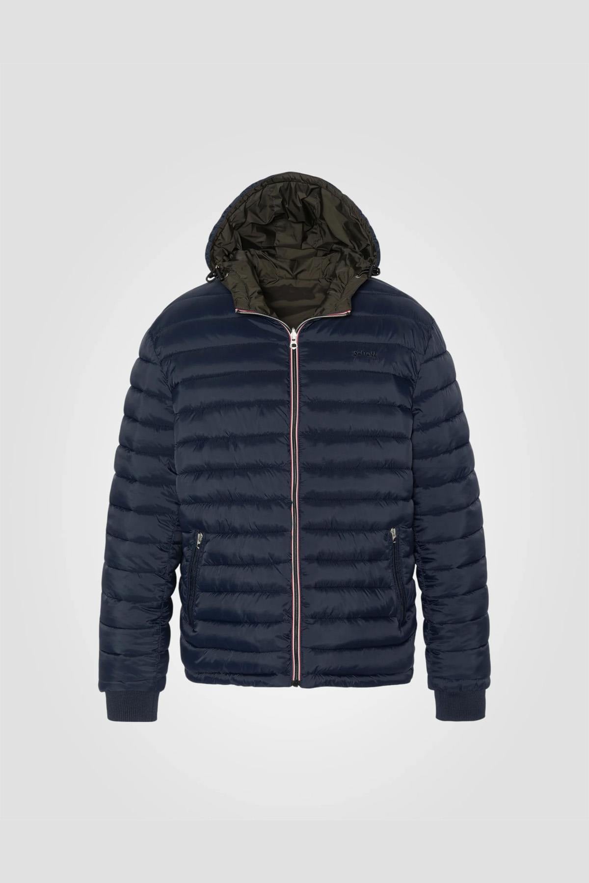 Reversible blue/khaki puffer jacket - Image n°1