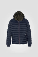 Reversible blue/khaki puffer jacket - Image n°1