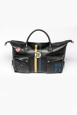 Black leather duffel bag- Image n°1