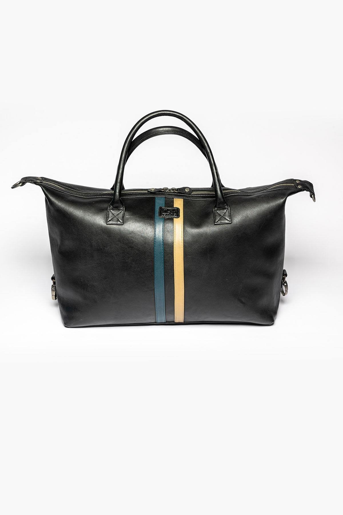 Black leather duffel bag- Image n°3