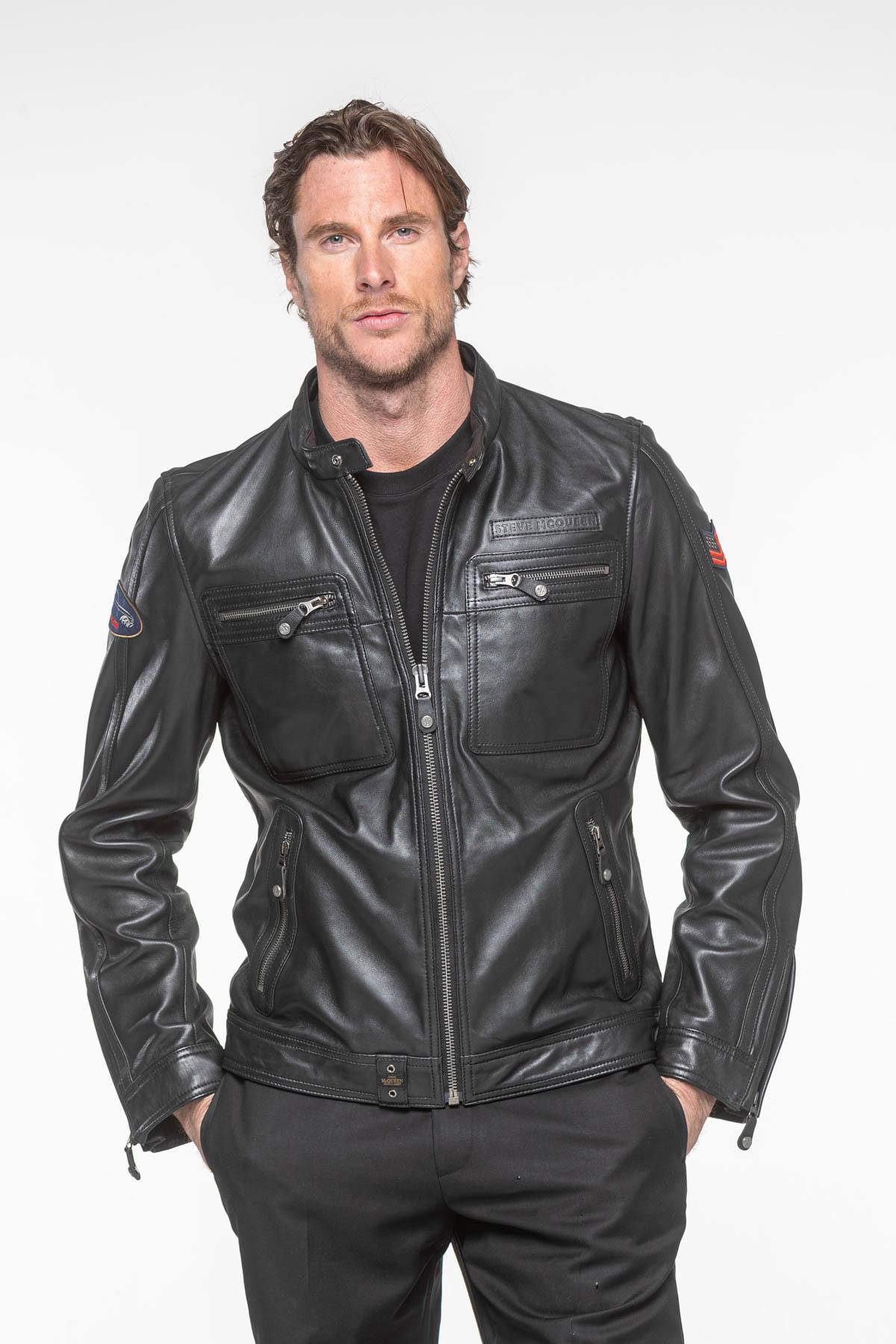 Steve McQueen black leather jacket - Image n°1