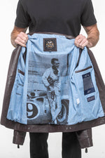 Vintage brown leather shirt collar jacket - Image n°2