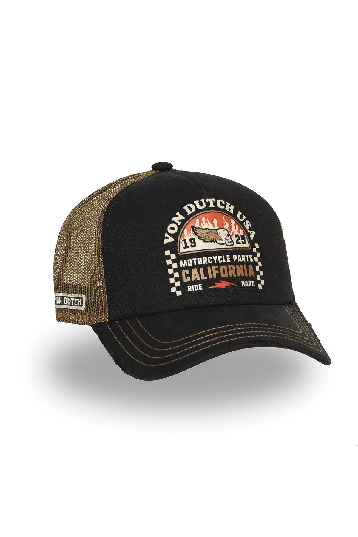 Brown and black California Motorcycle Cap - Image n°3