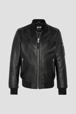 Black lambskin MA-1 bomber jacket - Image n°6
