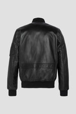 Black lambskin MA-1 bomber jacket - Image n°7
