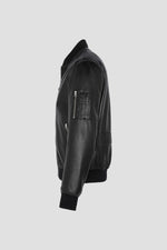 Black lambskin MA-1 bomber jacket - Image n°8