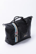 Large black leather travel bag Le Mans 66 - Image n°2