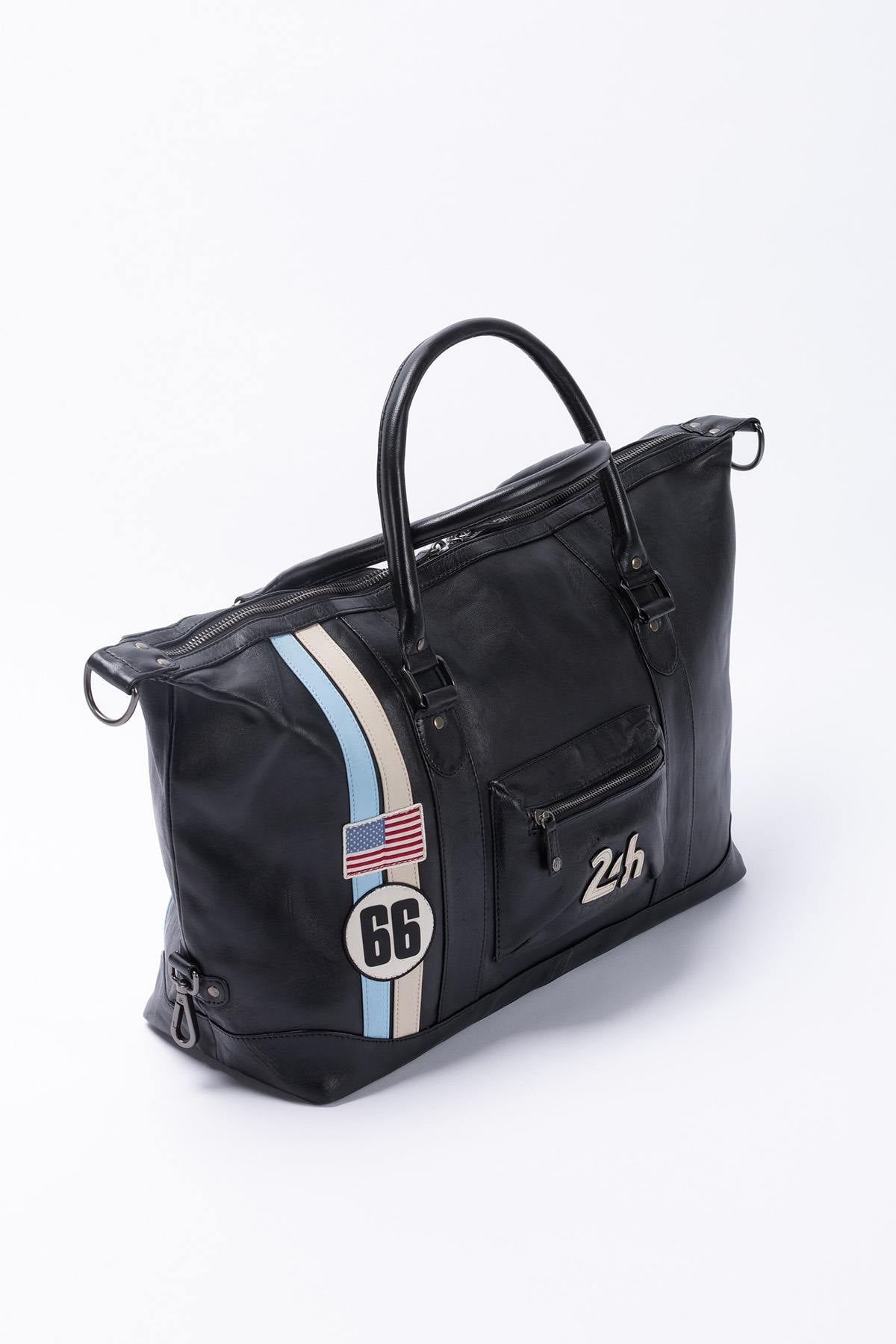 Le Mans 66 Black Leather Travel Bag - Image n°2
