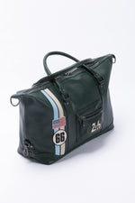 Vintage green leather travel bag Le Mans 66 - Image n°2