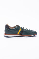 Green leather racing sneakers - Image n°3