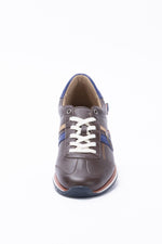 Dark brown leather racing sneakers - Image n°4