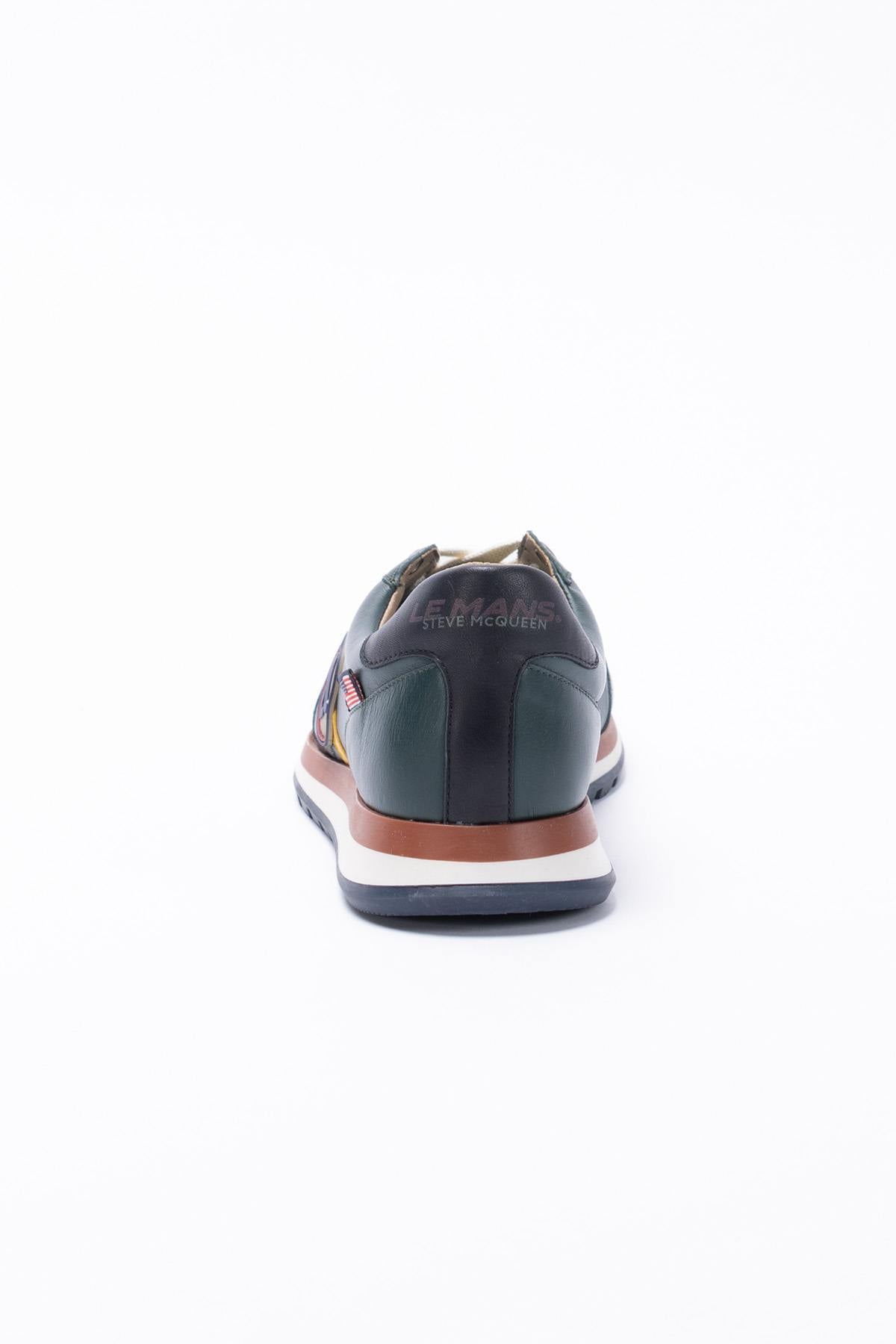 Green leather racing sneakers - Image n°5