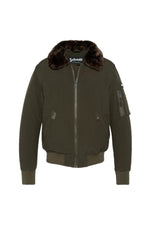 Khaki and brown textile pilot jacket - Image n°1