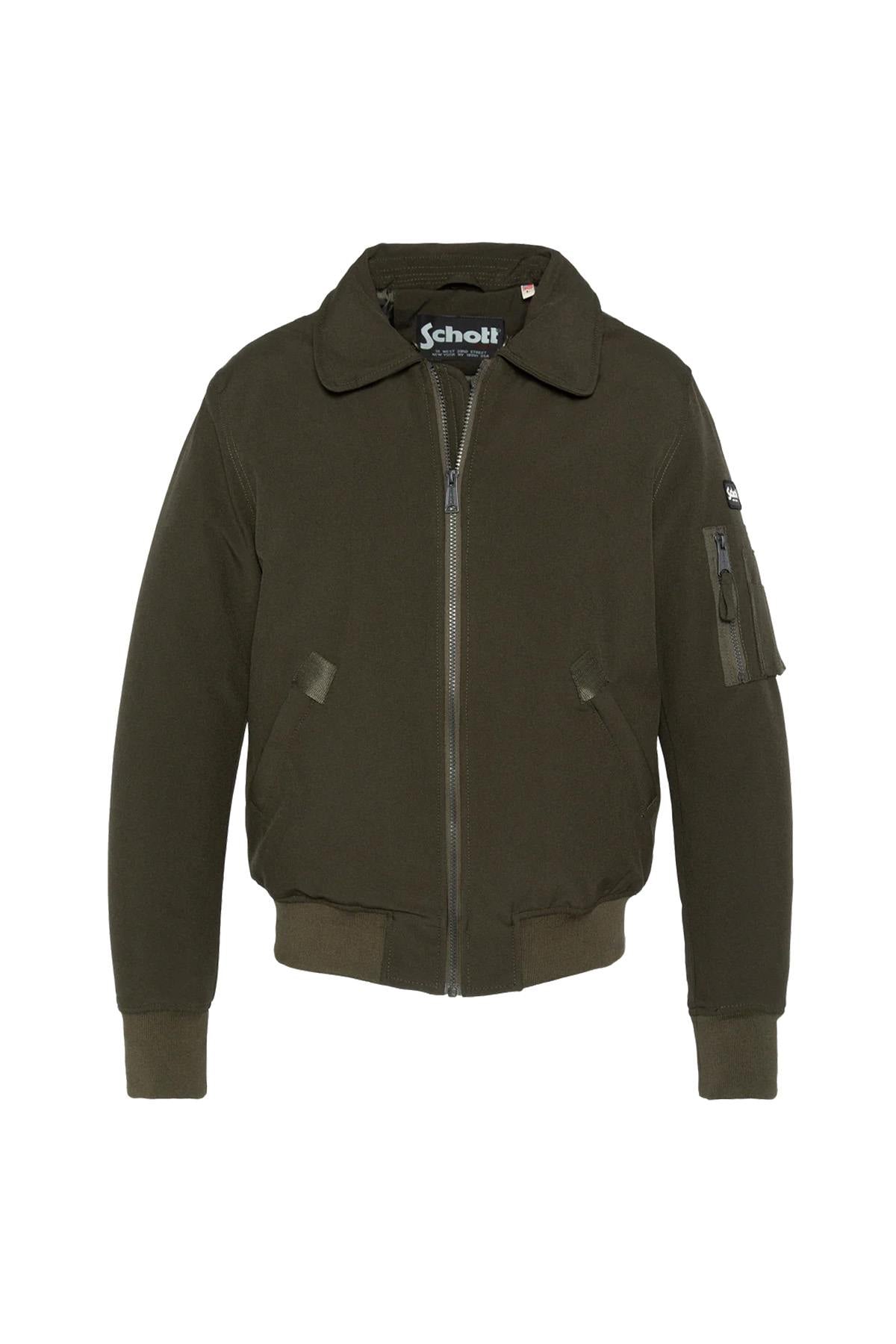 Khaki and brown textile pilot jacket - Image n°5