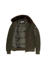 Khaki and brown textile pilot jacket - Image n°3