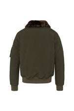 Khaki and brown textile pilot jacket - Image n°2