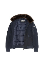 Navy blue and brown textile pilot jacket - Image n°7