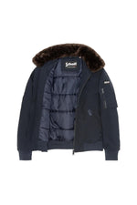 Navy blue and brown textile pilot jacket - Image n°7